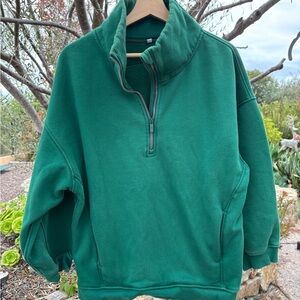 Thick Fleece Half Zip in Everglade Green
